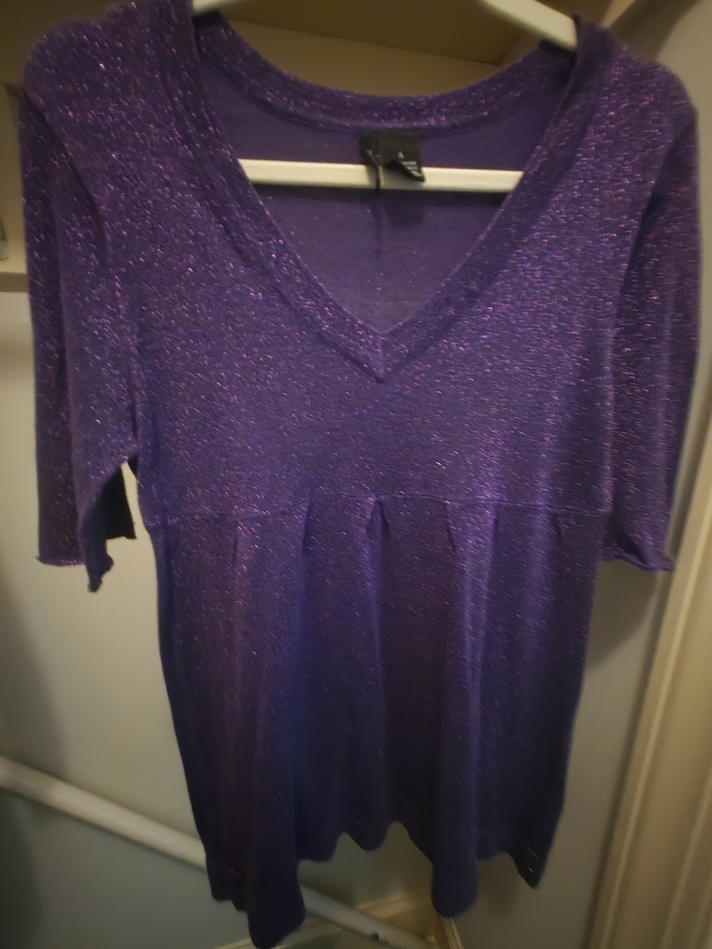 new directions Sparkle V-Neck Purple Midi Dress